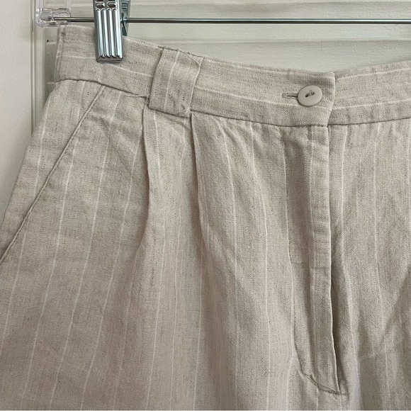 Vintage 90s Cotton-Linen Striped Highwaisted Shorts - Picture 9 of 13